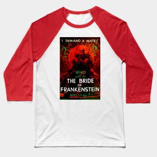 Classic Horror Movie Poster - The Bride of Frankenstein Baseball T-Shirt